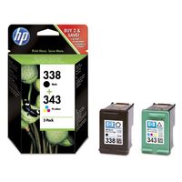 Atramentowe wkłady drukujące HP 338/343 (SD449EE) - Dwupak - HP Combo-Pack 338/343